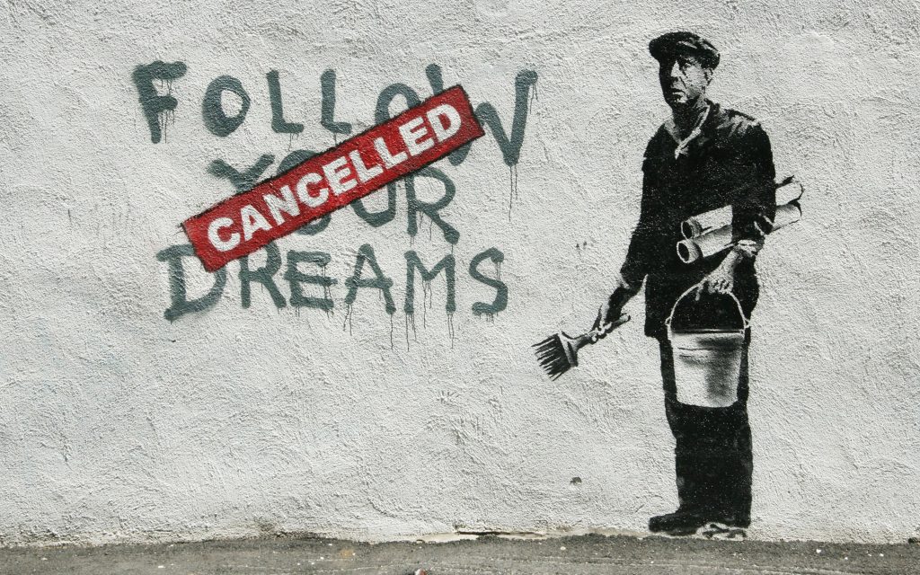 A mural painting by Banksy conveying the investment theory of creativity 